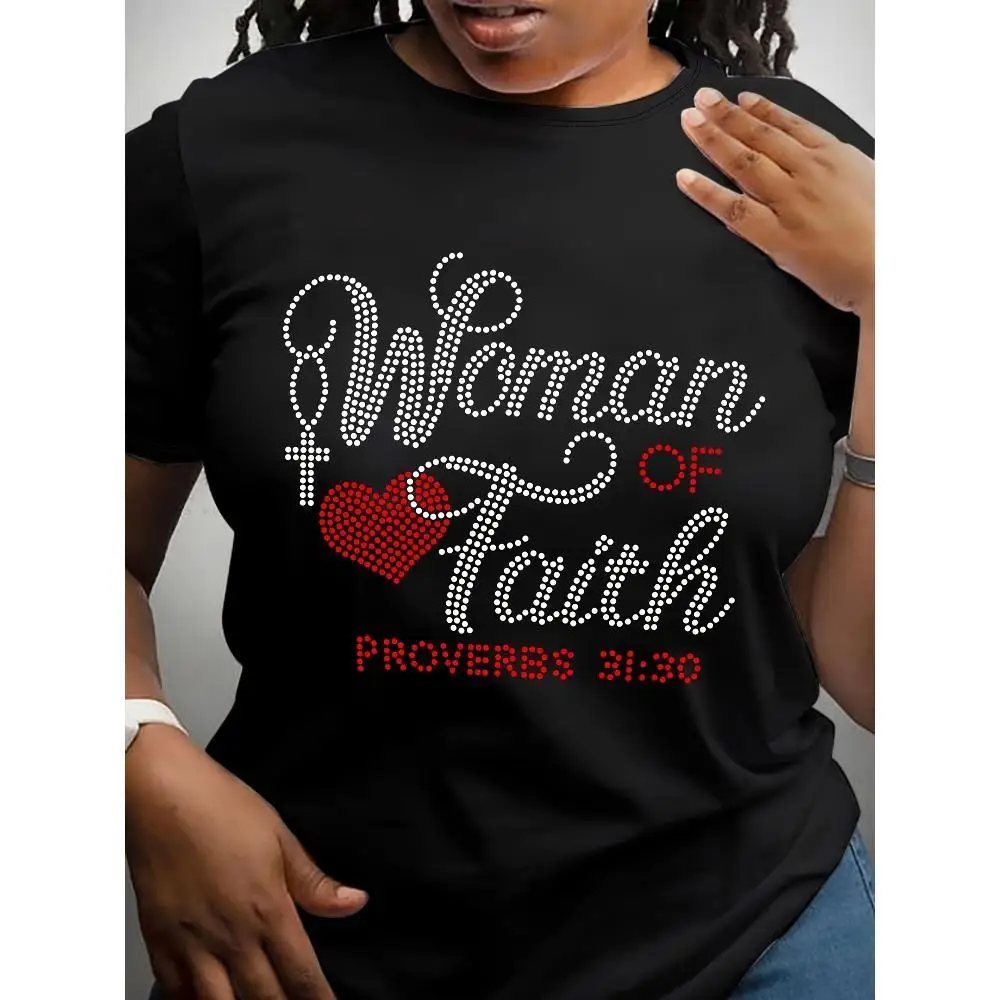 Women of Faith letter printed T-shirt, short sleeved round neck casual top for summer and spring, Women's clothing
Women of Faith letter printed T-shirt, short sleeved round neck casual top for summer and spring, Women's clothing