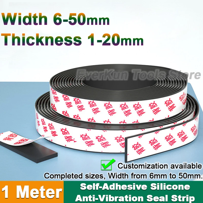 1 Meter Black Silicone Rubber Strip Self Adhesive Seal Gasket Anti-skid Shock Absorption Sealing Strip Width 6-50mm Thick 1-20mm
1 Meter Black Silicone Rubber Strip Self Adhesive Seal Gasket Anti-skid Shock Absorption Sealing Strip Width 6-50mm Thick 1-20mm
