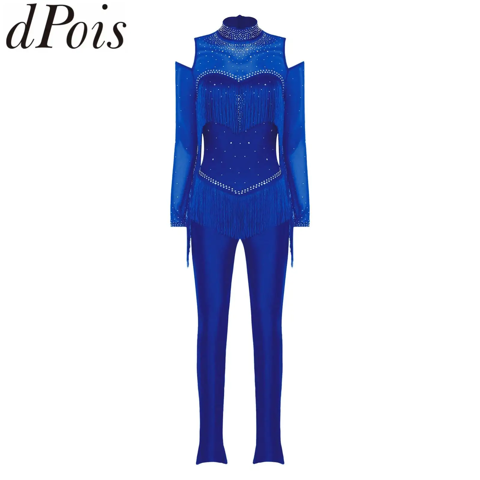 Women Figure Skating Jumpsuit Performance Costume Tiered Tassel Long Sleeve Rhinestones Fringed Full Bodysuits Skating Gymnastic
Women Figure Skating Jumpsuit Performance Costume Tiered Tassel Long Sleeve Rhinestones Fringed Full Bodysuits Skating Gymnastic