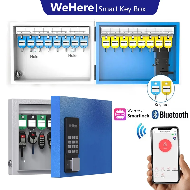 Настенное крепление WeHere Smart Lock Box, шкаф для хранения на 16 ключей, пароль в одном времени, фиксированный код, OTP/APP Bluetooth/WiFi/код/ключ разблокировки
Настенное крепление WeHere Smart Lock Box, шкаф для хранения на 16 ключей, пароль в одном времени, фиксированный код, OTP/APP Bluetooth/WiFi/код/ключ разблокировки