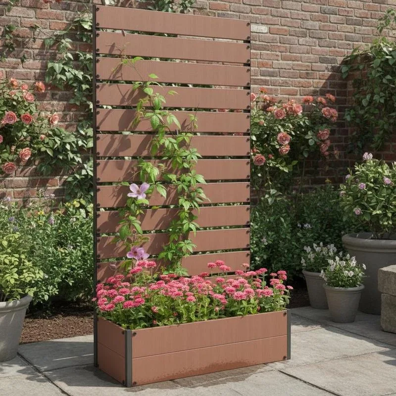 Raised Bed for Garden, Planter with Trellis for Climbing Plants, Vines, Planter Box with Drainage Gap, Light Brown
Raised Bed for Garden, Planter with Trellis for Climbing Plants, Vines, Planter Box with Drainage Gap, Light Brown
