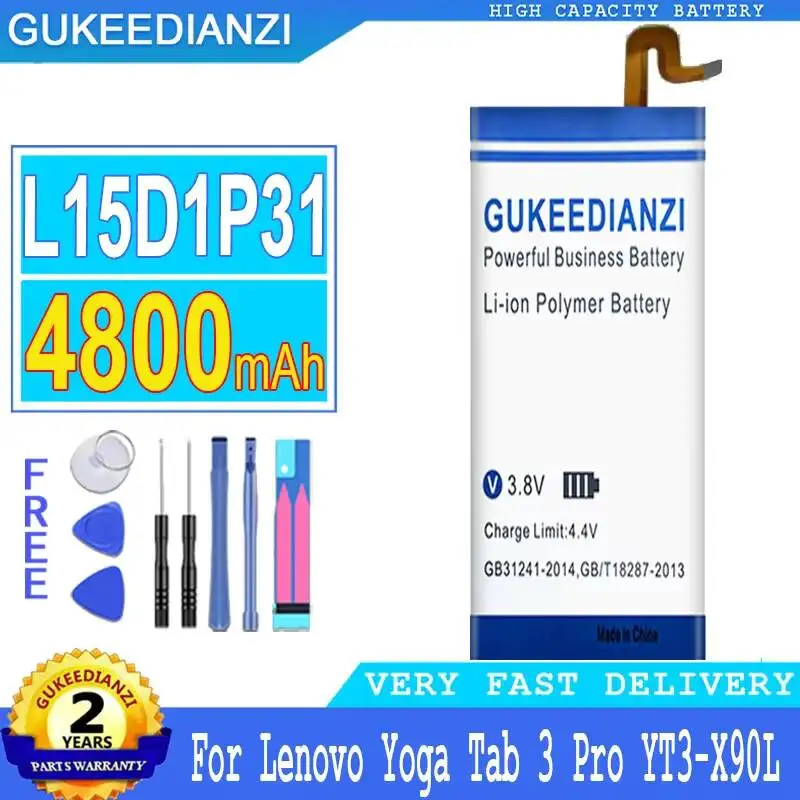 For Lenovo Yoga Tab 3 Pro YT3-X90L YT3-X90F YT3-X90X X90 L15D1P31 4800mAh High Capacity Tablet Battery
For Lenovo Yoga Tab 3 Pro YT3-X90L YT3-X90F YT3-X90X X90 L15D1P31 4800mAh High Capacity Tablet Battery