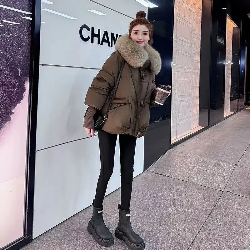 New Loose Thin Korean Version of Winter Pure Color Thin Women's Splicing Thick Fur Collar Down Jacket Simple Coat Women
New Loose Thin Korean Version of Winter Pure Color Thin Women's Splicing Thick Fur Collar Down Jacket Simple Coat Women