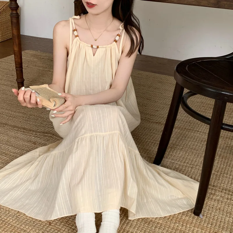 Suspender Nightgown for Women Summer High-end Solid Color Cotton Sexy Long Skirt Home Wear Женская Ночная Рубашка 2024
Suspender Nightgown for Women Summer High-end Solid Color Cotton Sexy Long Skirt Home Wear Женская Ночная Рубашка 2024