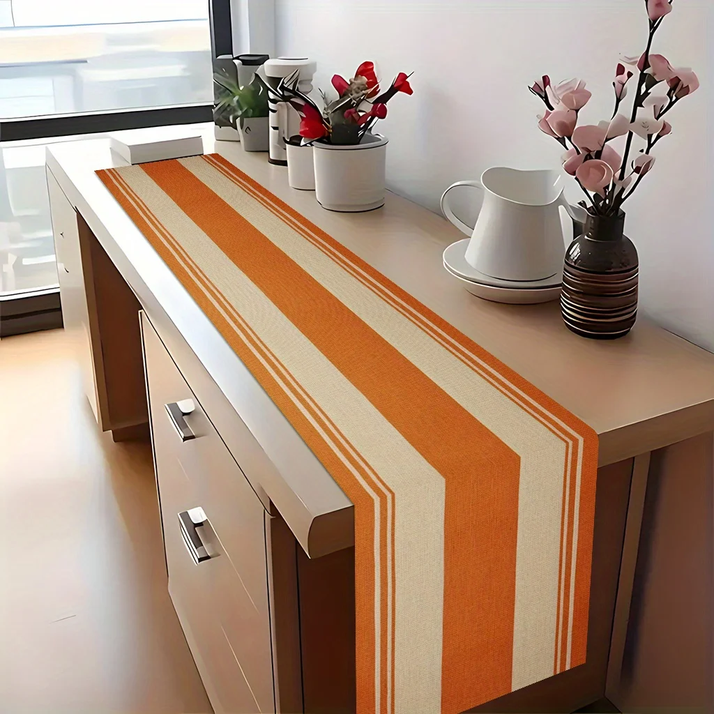 Оранжево-белая полосатая льняная дорожка на стол - прямоугольная, для кухни, столовой, праздников и вечеринок
Оранжево-белая полосатая льняная дорожка на стол - прямоугольная, для кухни, столовой, праздников и вечеринок