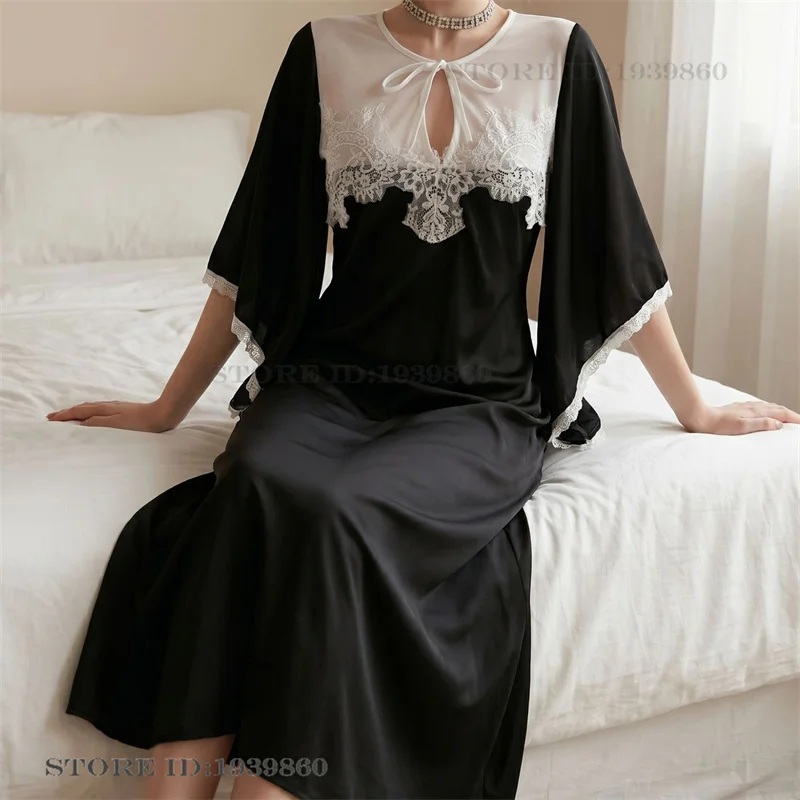Elegant Long Nightgown Womens Sleepwear Spring Summer New Half Sleebve Nightdress Homewear Loose Casual Nightwear Loungewear
Elegant Long Nightgown Womens Sleepwear Spring Summer New Half Sleebve Nightdress Homewear Loose Casual Nightwear Loungewear