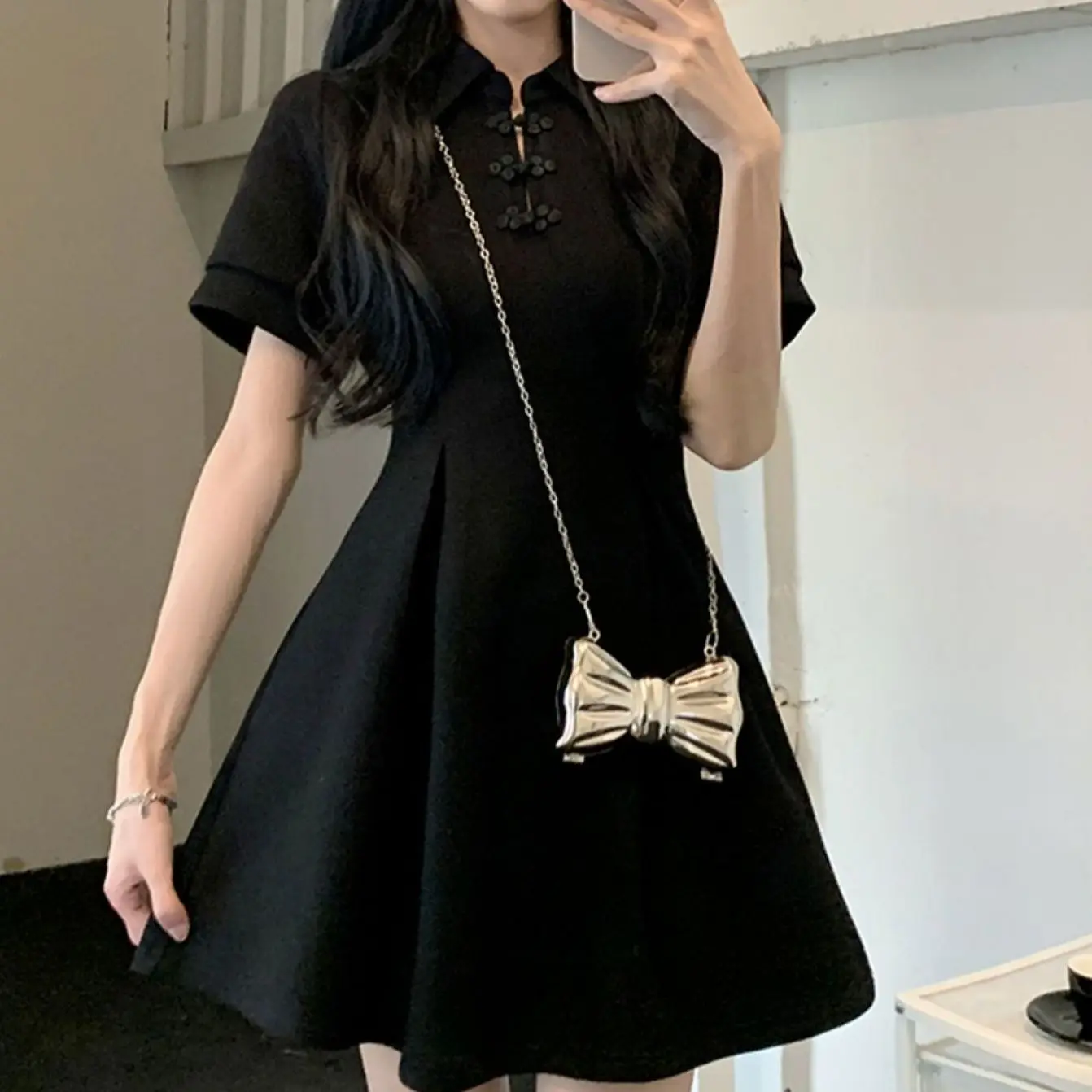 Black Dress Large Size Show Thin Person Improved Cheongsam Temperament Little Black Skirt National Style Summer Chinese Style
Black Dress Large Size Show Thin Person Improved Cheongsam Temperament Little Black Skirt National Style Summer Chinese Style