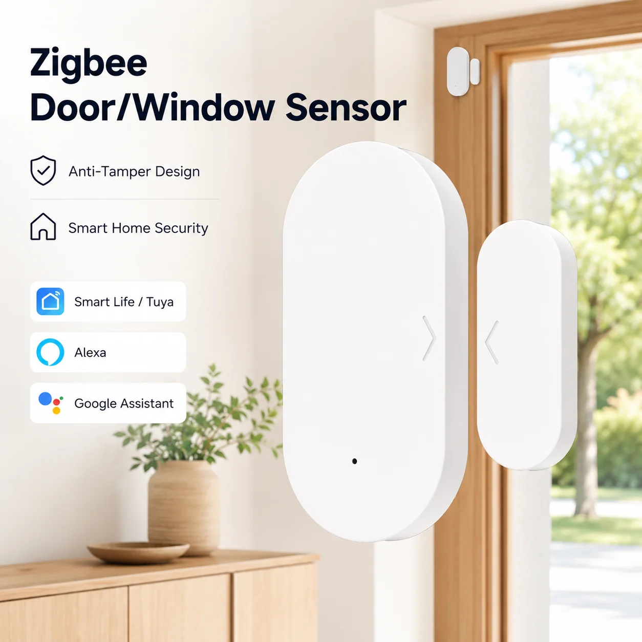 Zigbee Door Window Sensor Wireless Anti-Tamper Smart Home Alarm Open Close Detector Tuya Smart Life Alexa Google Assistant
Zigbee Door Window Sensor Wireless Anti-Tamper Smart Home Alarm Open Close Detector Tuya Smart Life Alexa Google Assistant