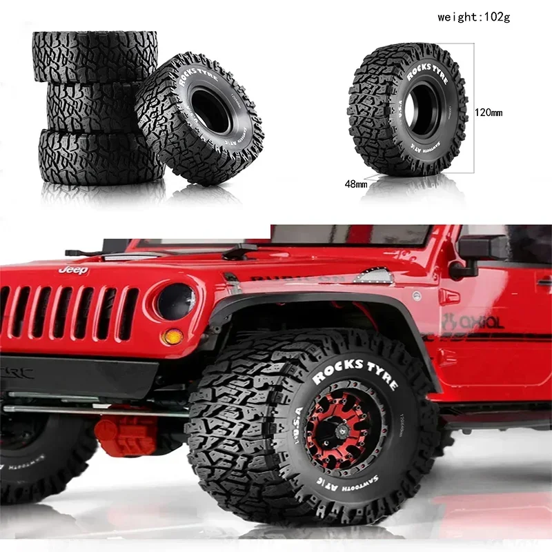 4PCS 120MM 1.9" Rubber Rock Tyres Wheel Tires for 1:10 RC Crawler Car Axial SCX10 90046 AXI03007 TRX4 Redcat Gen8
4PCS 120MM 1.9" Rubber Rock Tyres Wheel Tires for 1:10 RC Crawler Car Axial SCX10 90046 AXI03007 TRX4 Redcat Gen8
