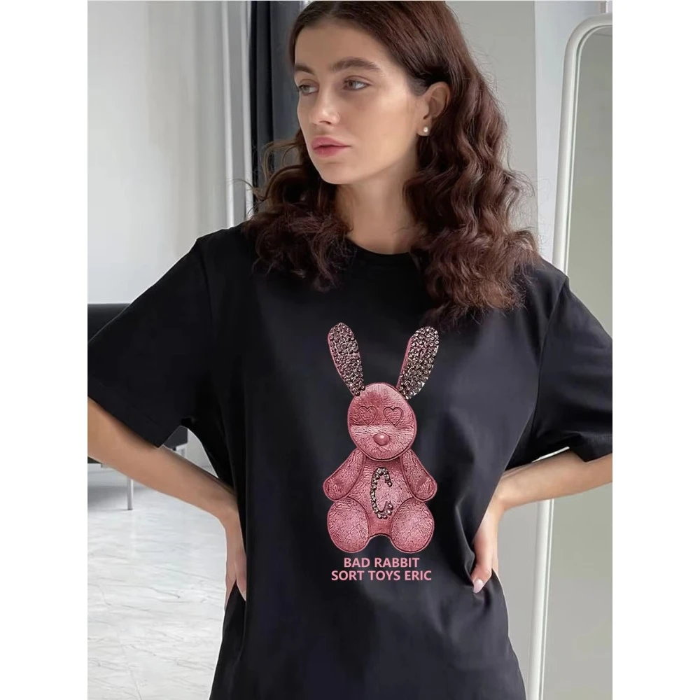 2025 Kawaii Rabbit Print Cotton T-shirt Loose Plus Size Women's Summer Casual Soft Women's Round Neck Fashion Women's Top
2025 Kawaii Rabbit Print Cotton T-shirt Loose Plus Size Women's Summer Casual Soft Women's Round Neck Fashion Women's Top