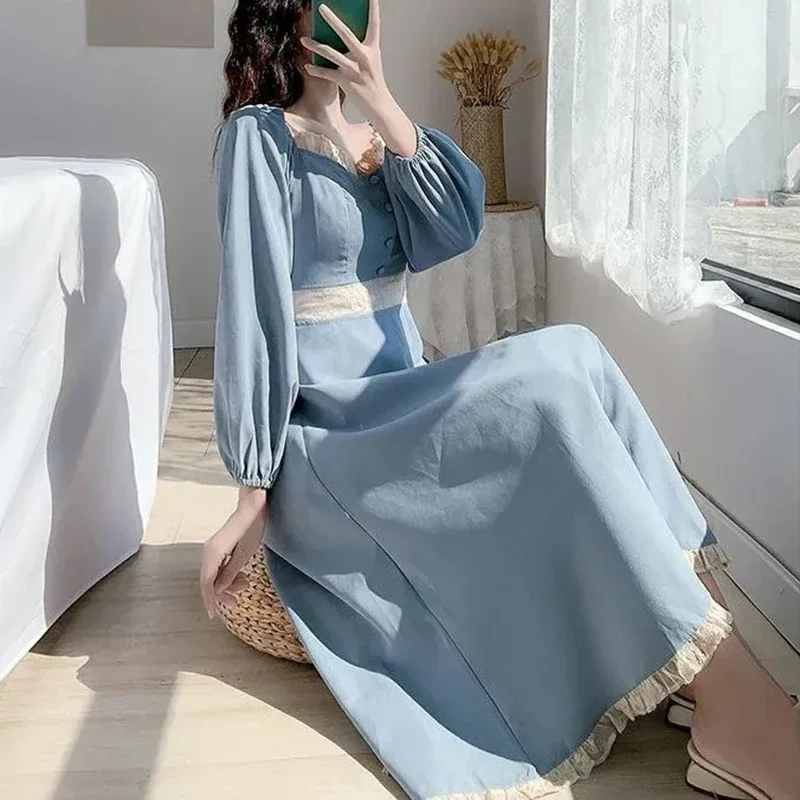 French Retro Square Collar Dress Woman 2023 Spring Autumn Lace Patchwork Puff Sleeve Dresses Women Super Fairy Long Sleeve Dress
French Retro Square Collar Dress Woman 2023 Spring Autumn Lace Patchwork Puff Sleeve Dresses Women Super Fairy Long Sleeve Dress