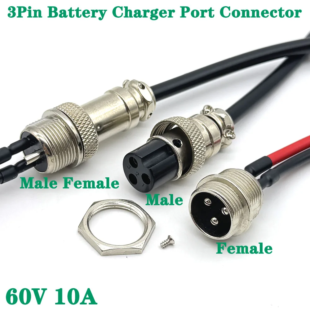 3Pin Battery Charger Port Connector Socket with 60V 10A Cap For Electric Scooter Connectors E-bike Lithium
3Pin Battery Charger Port Connector Socket with 60V 10A Cap For Electric Scooter Connectors E-bike Lithium