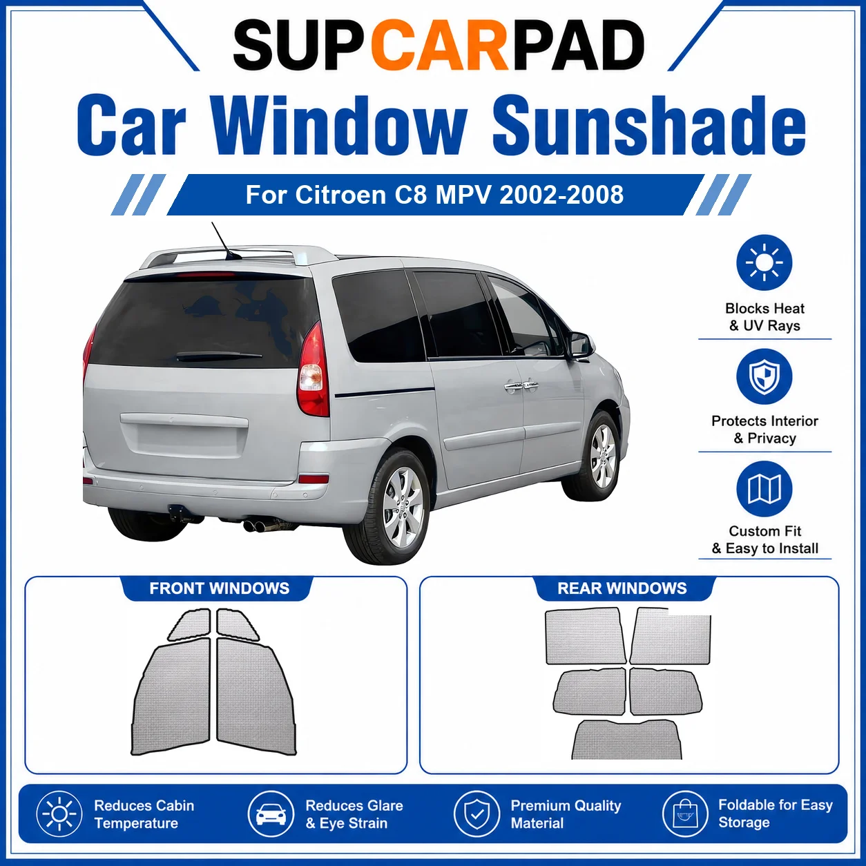 For Citroen - Citroen C8 MPV 2002-2008 Full Set Car Window Sunshades UV Block Privacy Heat Insulated Foldable Car Curtain
For Citroen - Citroen C8 MPV 2002-2008 Full Set Car Window Sunshades UV Block Privacy Heat Insulated Foldable Car Curtain