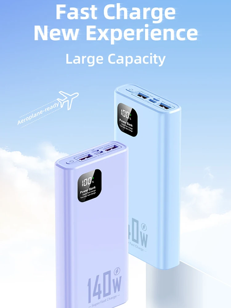 50000mAh 140W Power Bank Super Fast Charging High Capacity Portable External Battery Charger For iPhone 12-17 Huawei Samsung
50000mAh 140W Power Bank Super Fast Charging High Capacity Portable External Battery Charger For iPhone 12-17 Huawei Samsung