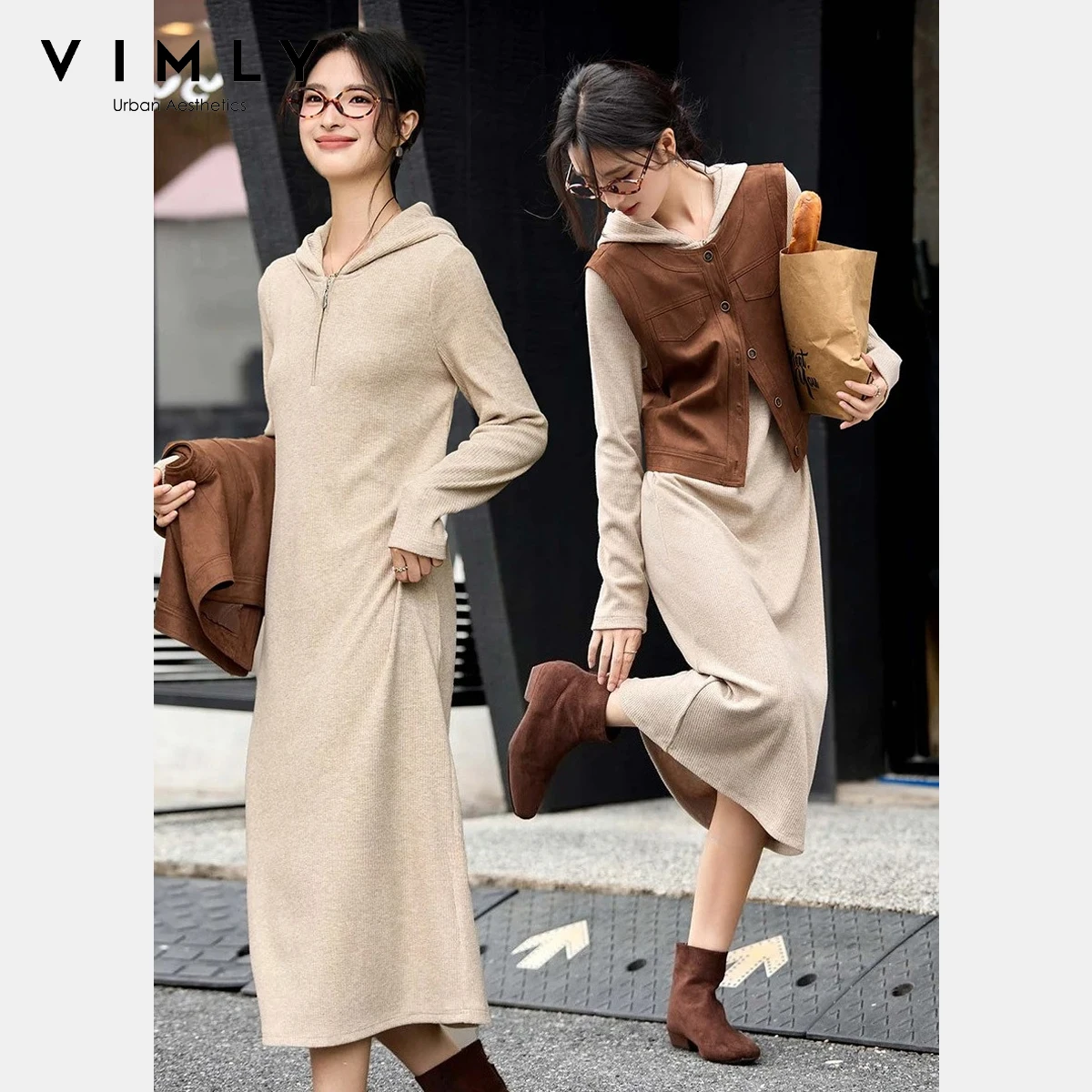 Vimly Retro Dress Set Women's Autumn 2025 Round Neck Waistcoat Jacket Hooded Long Dress Casual Vintage Two-Piece Outfit A2907
Vimly Retro Dress Set Women's Autumn 2025 Round Neck Waistcoat Jacket Hooded Long Dress Casual Vintage Two-Piece Outfit A2907