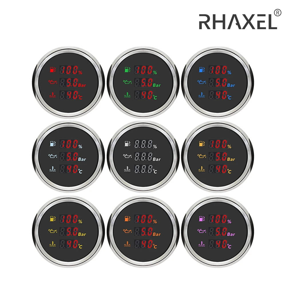 RHAXEL 52 мм цифровой многофункциональный датчик уровня топлива 3 в 1, температура воды. с 8-цветной подсветкой для лодочного автофургона, мотоцикла 12 В 24 В
RHAXEL 52 мм цифровой многофункциональный датчик уровня топлива 3 в 1, температура воды. с 8-цветной подсветкой для лодочного автофургона, мотоцикла 12 В 24 В