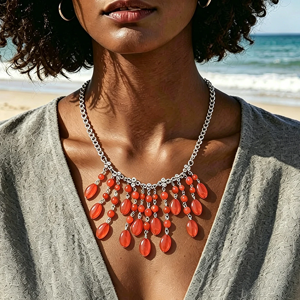 Bohemian Resin Beaded Tassel Choker Necklaces for Women Rhinestone Chains Statement Necklace Summer Beach Party Ethnic Jewelry
Bohemian Resin Beaded Tassel Choker Necklaces for Women Rhinestone Chains Statement Necklace Summer Beach Party Ethnic Jewelry