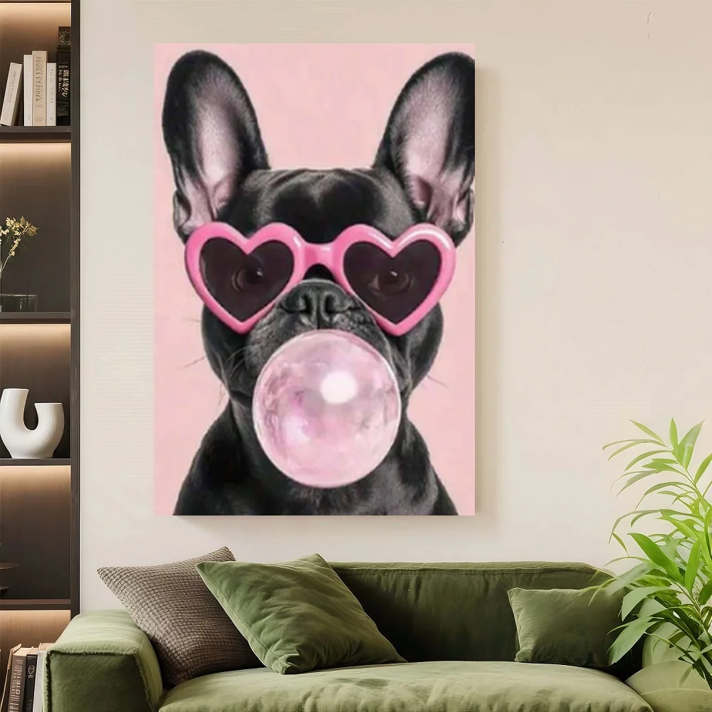 Framed 2D Canvas Modern Wall Art 1pc French Bulldog Wall Art Print - Canvas, Pink Heart Fashion Glasses & Bubble Gum Pose, Playf
Framed 2D Canvas Modern Wall Art 1pc French Bulldog Wall Art Print - Canvas, Pink Heart Fashion Glasses & Bubble Gum Pose, Playf