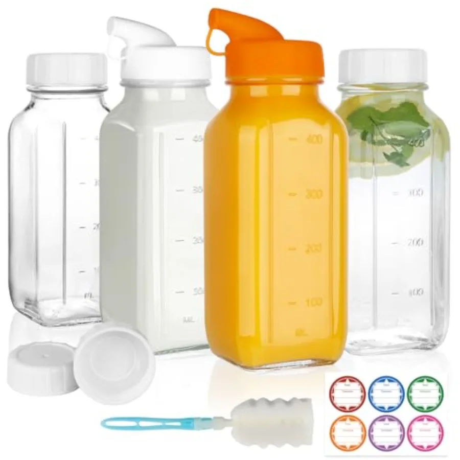 4 Pack 16 OZ Glass Milk Bottles with Lids, Glass Juice Bottles with Scale and Silicone Pour Spout, Reusable Juice Containers Sq
4 Pack 16 OZ Glass Milk Bottles with Lids, Glass Juice Bottles with Scale and Silicone Pour Spout, Reusable Juice Containers Sq