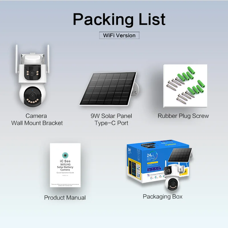 4MP iCsee APP Dual Lens Solar Power Low Comsunption IP Camera Full Color AI Humanoid Detection Home Security PTZ CCTV Monitor
4MP iCsee APP Dual Lens Solar Power Low Comsunption IP Camera Full Color AI Humanoid Detection Home Security PTZ CCTV Monitor