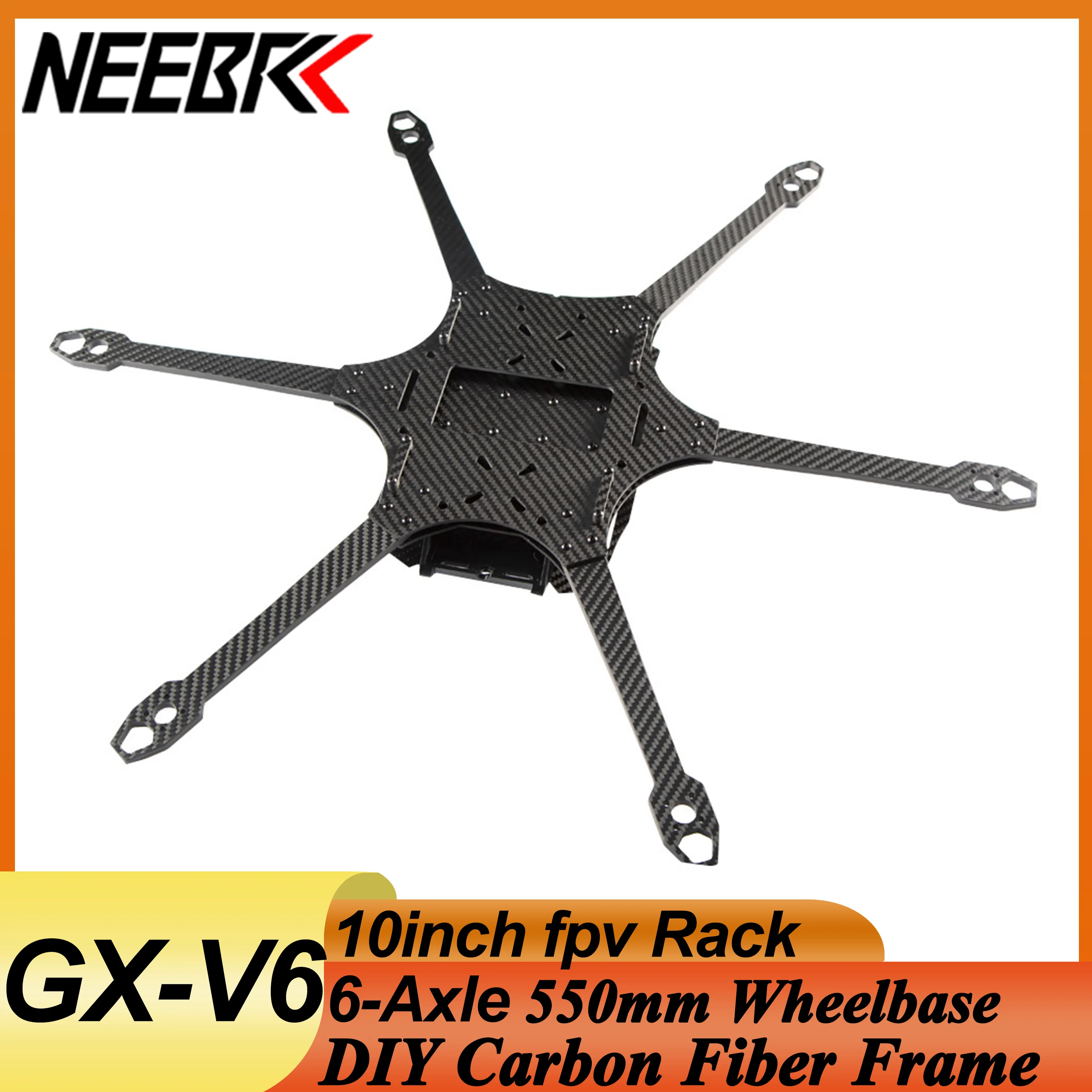 GX-V6 10inch Six Axis 6-Axle Carbon Fiber Frame Kit 550mm Wheelbase FPV Rack for RC Freestyle Long Range Drone Spare Parts
GX-V6 10inch Six Axis 6-Axle Carbon Fiber Frame Kit 550mm Wheelbase FPV Rack for RC Freestyle Long Range Drone Spare Parts