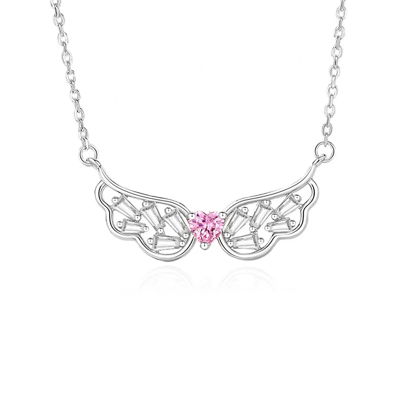 Hollow Necklace Women's S925 Silver Fashion Versatile Original Design Wings Set with Pink Diamond Collarbone
Hollow Necklace Women's S925 Silver Fashion Versatile Original Design Wings Set with Pink Diamond Collarbone