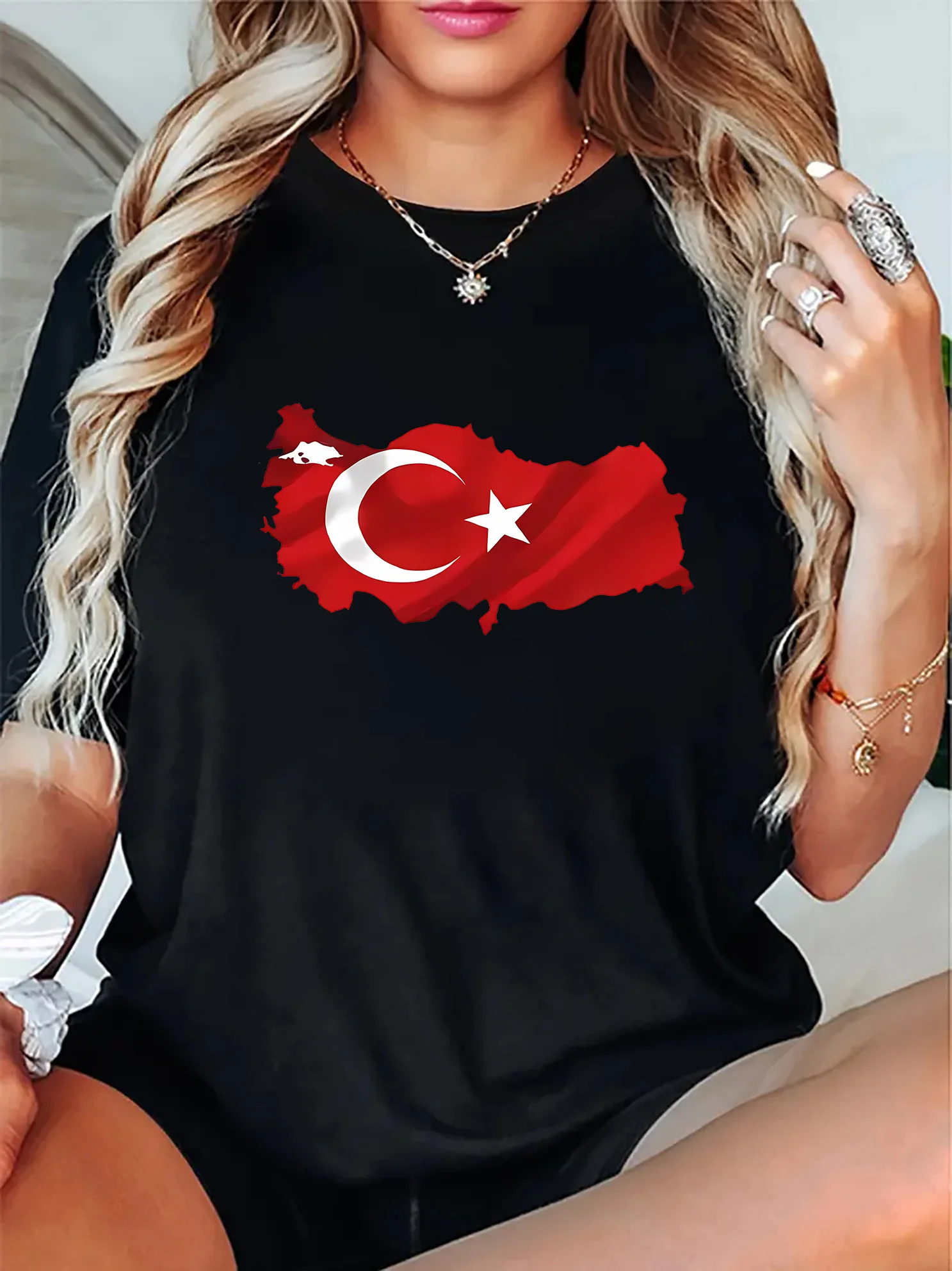 Knit Polyester Comfortable Season Sports Top Turkey Flag Print Women'S Casual Crew Fashionable
Knit Polyester Comfortable Season Sports Top Turkey Flag Print Women'S Casual Crew Fashionable