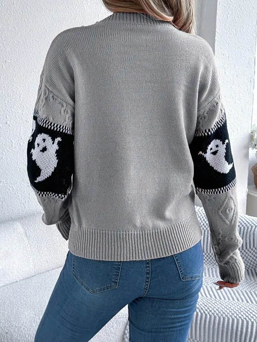 Halloween Ghost Patchwork Knit Long Sleeve Sweater Casual Autumn Winter
Halloween Ghost Patchwork Knit Long Sleeve Sweater Casual Autumn Winter