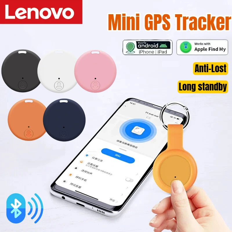 Lenovo Smart Mini Tracker Bluetooth 5.4 Anti-Lost GPS Device Pet Kids Wallet Tracking For IOS Android Smart Finder Locator