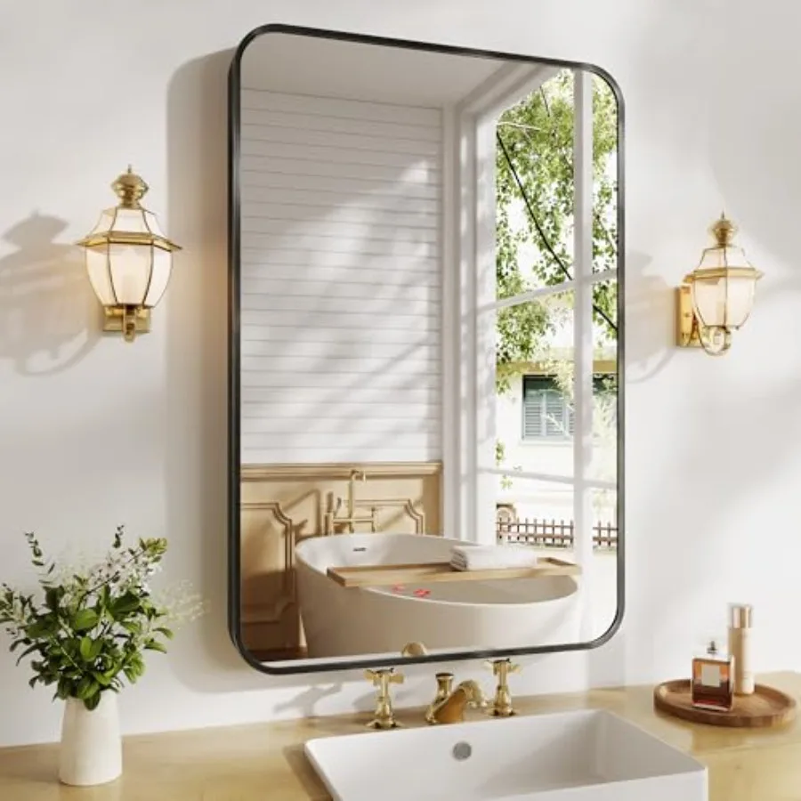 Metal Framed Bathroom Mirror, 24"X36" Anti-Rust Bathroom Vanity Mirror, High-Definition Tempered Glass Wall Mounted Mirror for
Metal Framed Bathroom Mirror, 24"X36" Anti-Rust Bathroom Vanity Mirror, High-Definition Tempered Glass Wall Mounted Mirror for