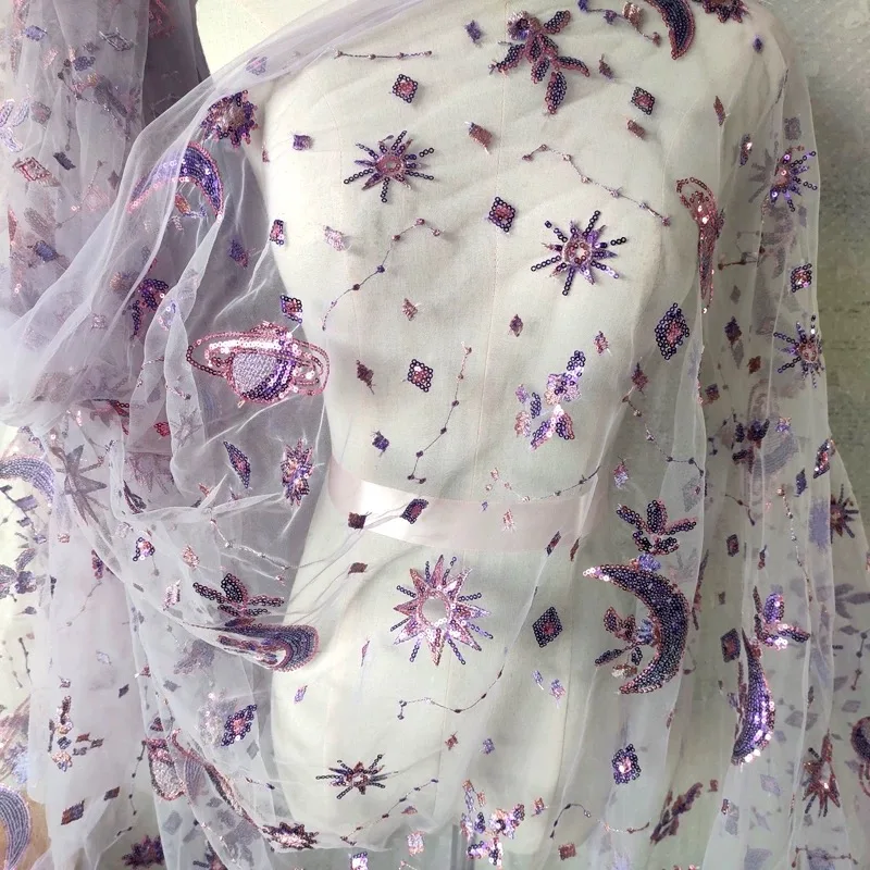 Factory High Quality Embroidery Star Moon Bead Embroidery Heavy Embroidery Lace Fabric Sequin Lace Fabric
Factory High Quality Embroidery Star Moon Bead Embroidery Heavy Embroidery Lace Fabric Sequin Lace Fabric