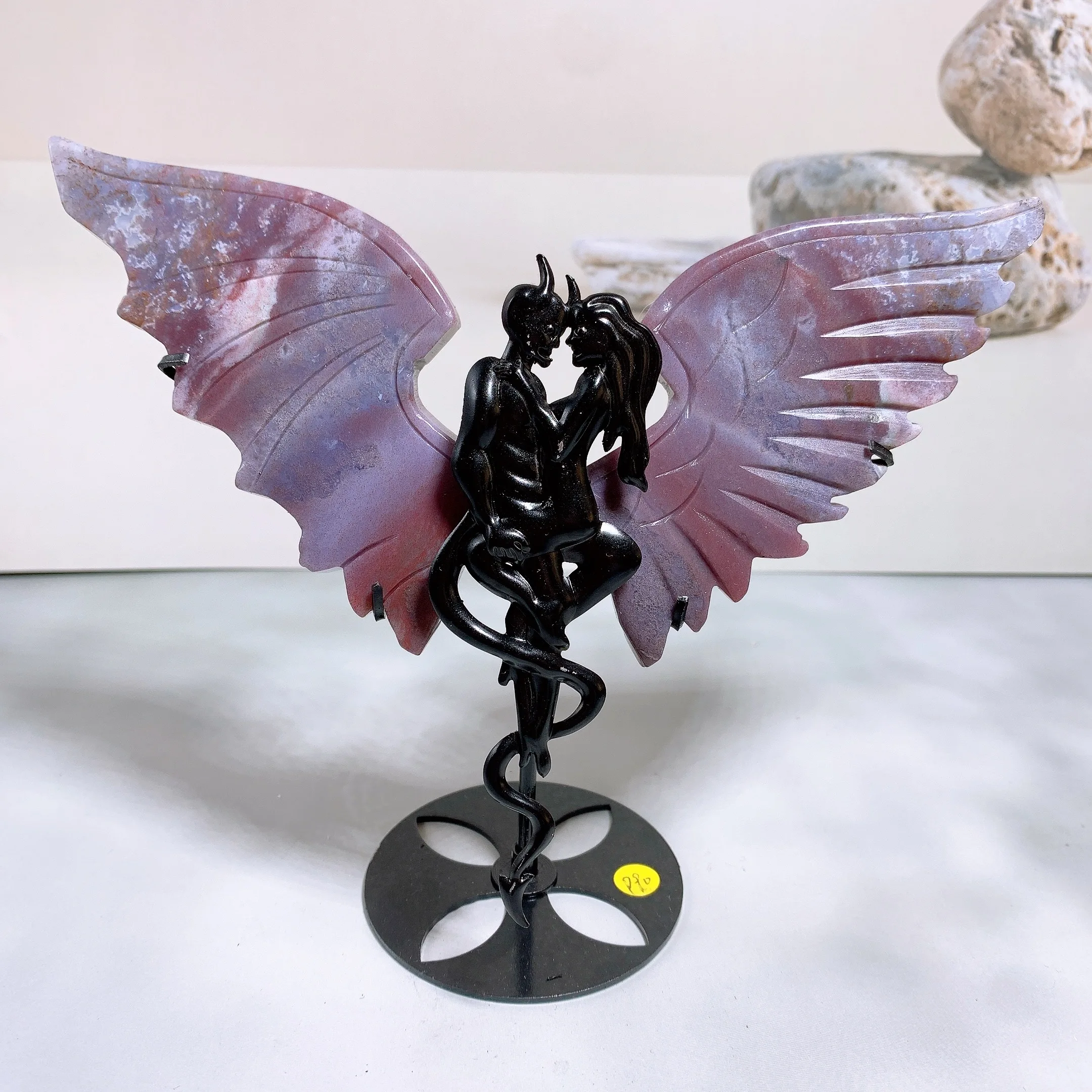 Natural Ocean jasper Angel with devil wings,Crystal wings with stand,Wings carving,Wings figurine,Wings sculpture ,Home decorati
Natural Ocean jasper Angel with devil wings,Crystal wings with stand,Wings carving,Wings figurine,Wings sculpture ,Home decorati