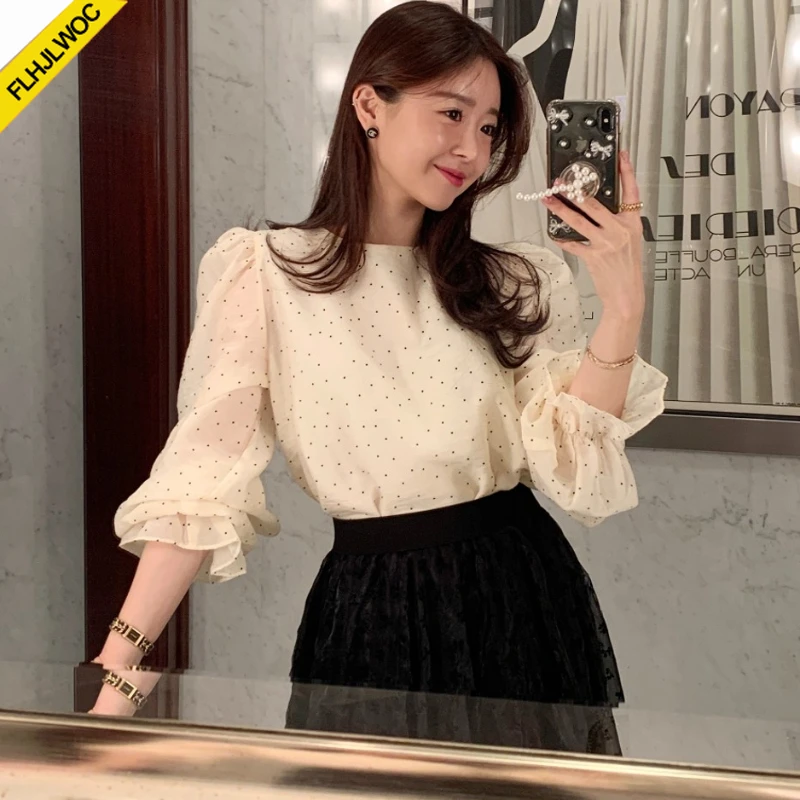 Bow Tie Tops Blouses New Design Women Flare Sleeve Polka Dot Shirts Office Lady Cute Sweet Japan Chic Korea Top
Bow Tie Tops Blouses New Design Women Flare Sleeve Polka Dot Shirts Office Lady Cute Sweet Japan Chic Korea Top