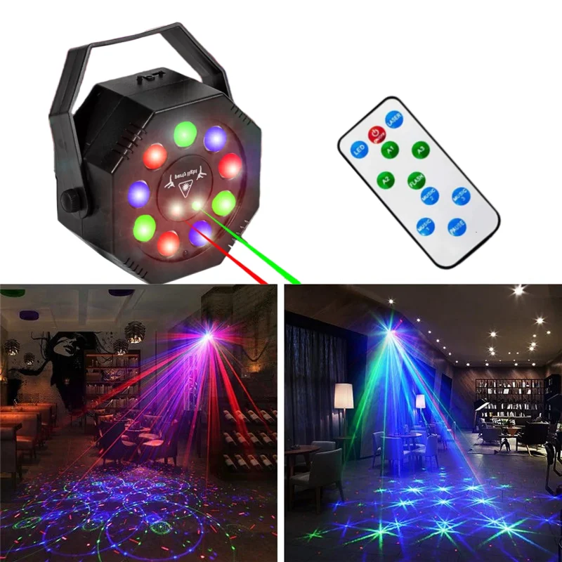 Stage Party DJ Disco Lights Projector 9LED Red Green Laser Sound-activated Strobe Christmas Holiday Family Decoration Lights
Stage Party DJ Disco Lights Projector 9LED Red Green Laser Sound-activated Strobe Christmas Holiday Family Decoration Lights