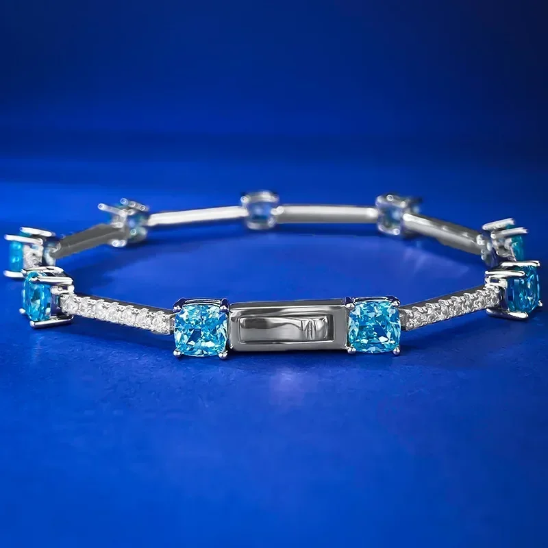 Luxury Aquamarine Diamond Bangle Bracelet 100% Real 925 Sterling silver Wedding Bracelets For Women Men Promise Party Jewelry
Luxury Aquamarine Diamond Bangle Bracelet 100% Real 925 Sterling silver Wedding Bracelets For Women Men Promise Party Jewelry