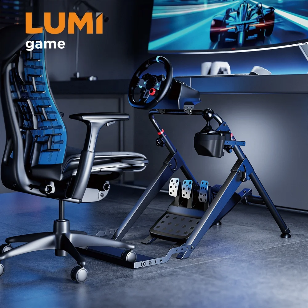 LRS15-BS02 Foldable Racing Steering Wheel Stand Gaming Simulator Adjustable Sim Rig Game Driving Simracing Stand Base Cockpit