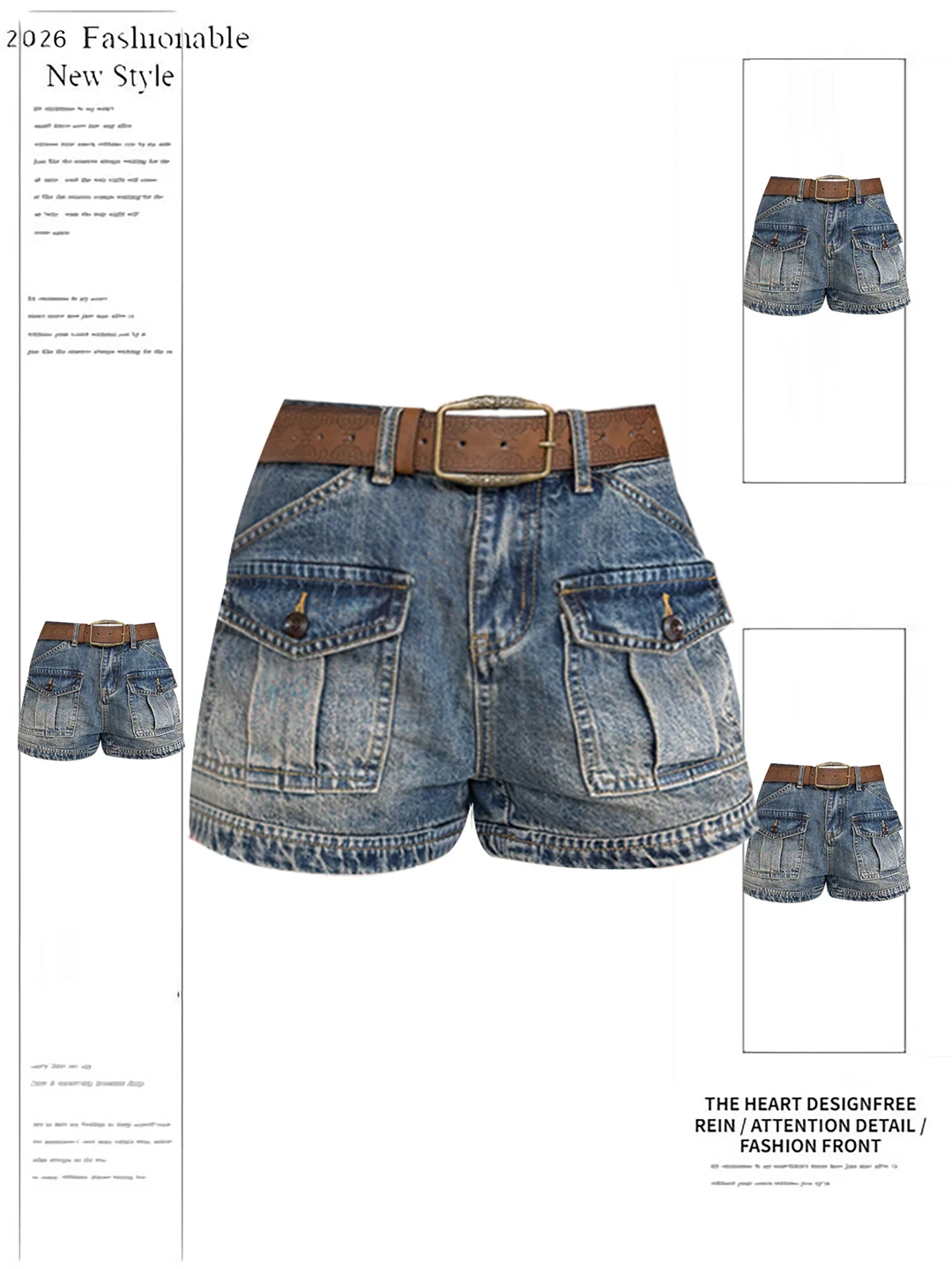Retro American Design Washed Denim Short Pants Women's Summer New Style Workwear Pocket Pants High Waist Wide Leg Jeans
Retro American Design Washed Denim Short Pants Women's Summer New Style Workwear Pocket Pants High Waist Wide Leg Jeans