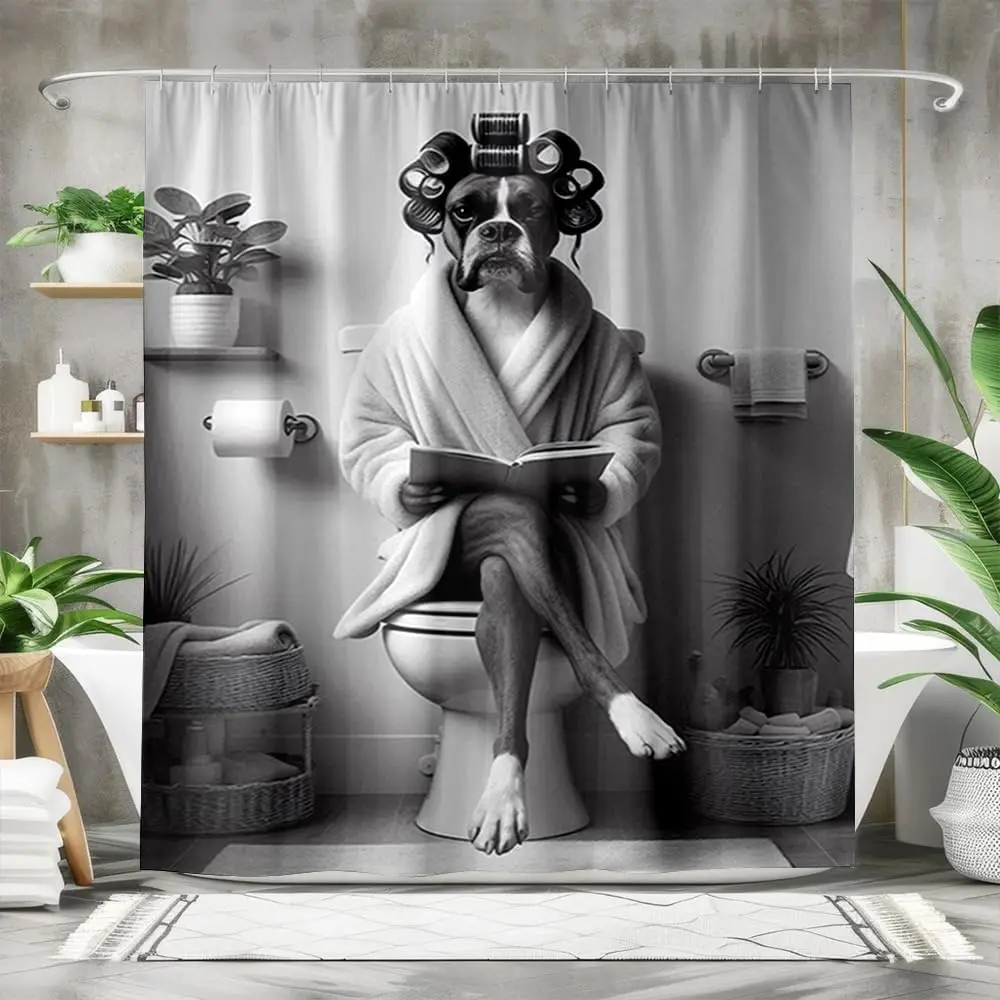 Dog in Bathrobe Hair Rollers Shower Curtain Funny Animal Spa Print for Bathroom Decor
Dog in Bathrobe Hair Rollers Shower Curtain Funny Animal Spa Print for Bathroom Decor