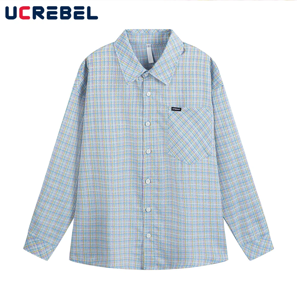 Spring Plaid Long Sleeve Shirts Mens Pocket High Street Loose Single Breasted Lapel Shirts Men tops
Spring Plaid Long Sleeve Shirts Mens Pocket High Street Loose Single Breasted Lapel Shirts Men tops