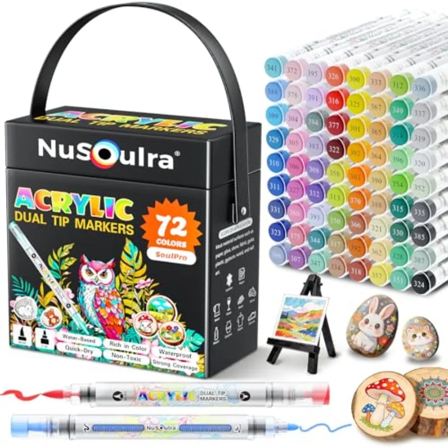 Acrylic Paint Markers Colors, Dual Tips Automatic Ink Control Fine and Brush Tips Paint Pens Acrylic Markers with Case, Waterpr
Acrylic Paint Markers Colors, Dual Tips Automatic Ink Control Fine and Brush Tips Paint Pens Acrylic Markers with Case, Waterpr