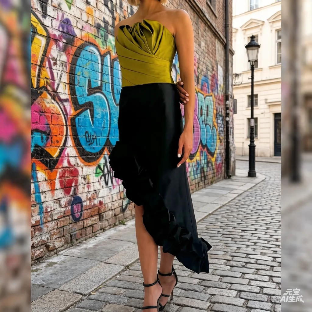 Women High Waisted Midi Skirt Asymmetric Hem High Slit with Layered Ruffles Bodycon Pencil Skirt Contrast Color Olive Green Blac
Women High Waisted Midi Skirt Asymmetric Hem High Slit with Layered Ruffles Bodycon Pencil Skirt Contrast Color Olive Green Blac