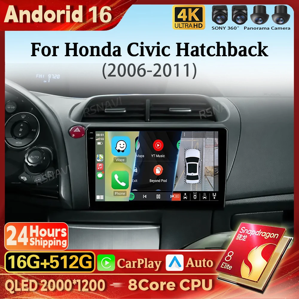 Android 16 Carplay Auto 2K Screen Car Radio BT Multimedia Player For Honda Civic Hatchback 2006 - 2011 DSP Autoradio GPS Stereo
Android 16 Carplay Auto 2K Screen Car Radio BT Multimedia Player For Honda Civic Hatchback 2006 - 2011 DSP Autoradio GPS Stereo