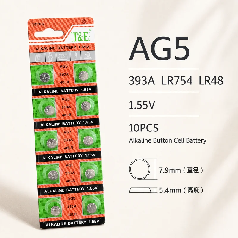 AG5 LR754 393A LR48 Button Cell Battery for Remote Control Toys Hearing Aids Watches Wristbands Calculators
AG5 LR754 393A LR48 Button Cell Battery for Remote Control Toys Hearing Aids Watches Wristbands Calculators