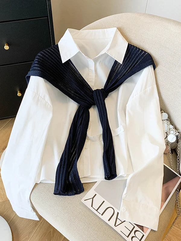 Корейский женский комплект: новая весенняя верхняя одежда с длинным рукавом, воротником и уникальным дизайном плеч, для повседневной носки и поездок на работу
Корейский женский комплект: новая весенняя верхняя одежда с длинным рукавом, воротником и уникальным дизайном плеч, для повседневной носки и поездок на работу