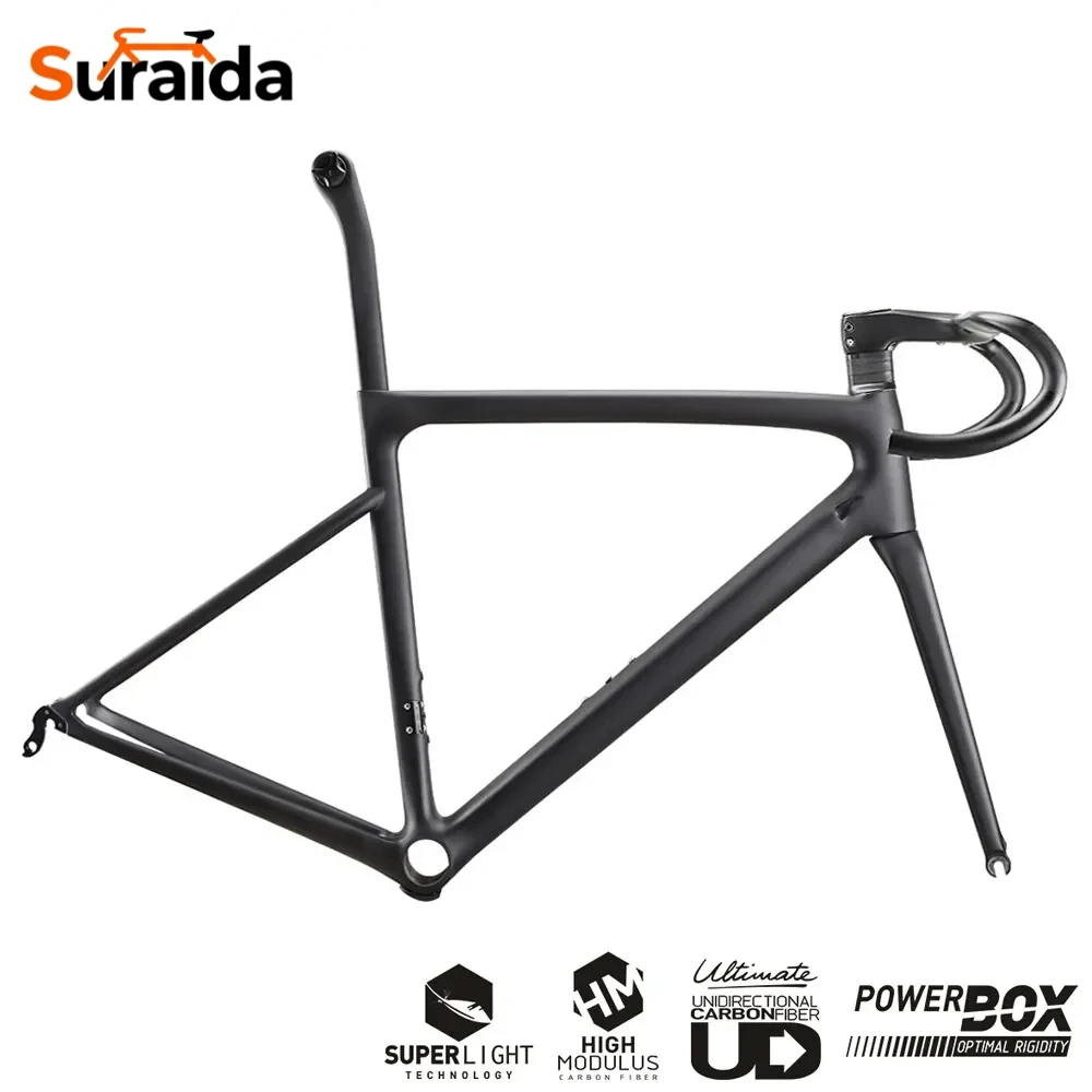 Suraida New 700C PF30 ultralight V Brake T1100 Toray carbon Bike Road Frame Carbon Fiber Road Bicycle Frame Set with Handlebar
Suraida New 700C PF30 ultralight V Brake T1100 Toray carbon Bike Road Frame Carbon Fiber Road Bicycle Frame Set with Handlebar