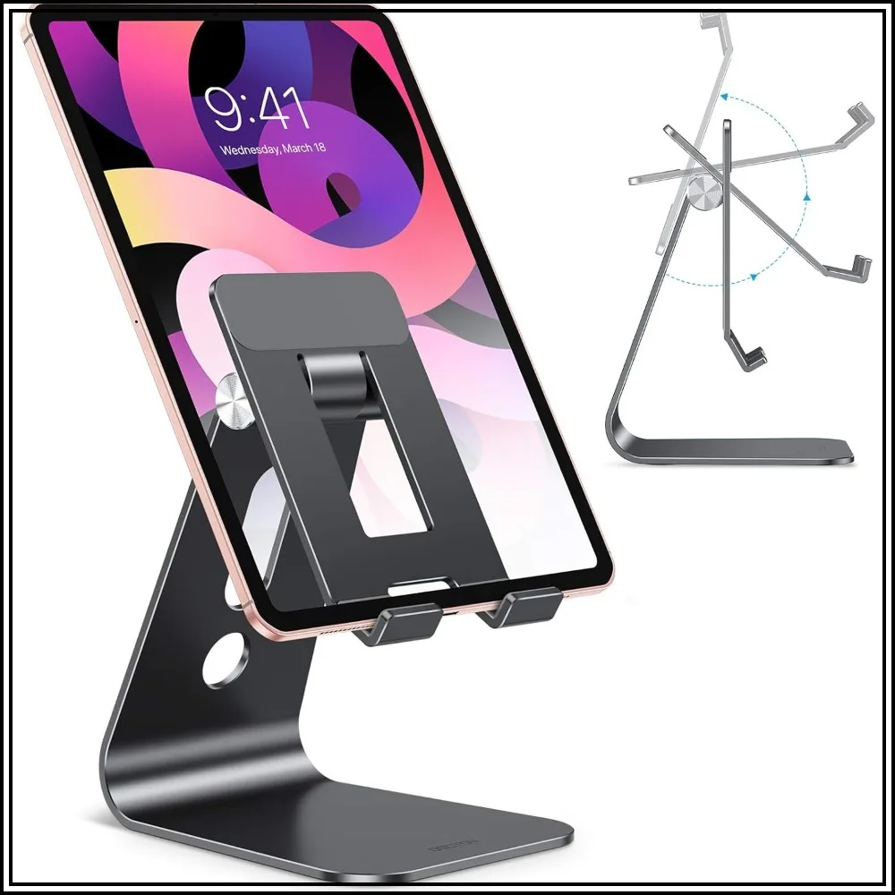 Adjustable Tablet Stand for Desk, Upgraded Longer Arms for Greater Stability, Tablet Holder with Hollow Design for Bigger Sized Phones and Tablets, Black
Adjustable Tablet Stand for Desk, Upgraded Longer Arms for Greater Stability, Tablet Holder with Hollow Design for Bigger Sized Phones and Tablets, Black