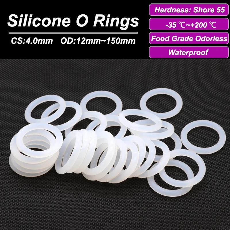 10/50Pcs Silicone VMQ O-Ring Gasket CS 4mm OD 12~150mm Food Grade Waterproof Washer Insulated Silicone Rubber Sealing Ring
10/50Pcs Silicone VMQ O-Ring Gasket CS 4mm OD 12~150mm Food Grade Waterproof Washer Insulated Silicone Rubber Sealing Ring