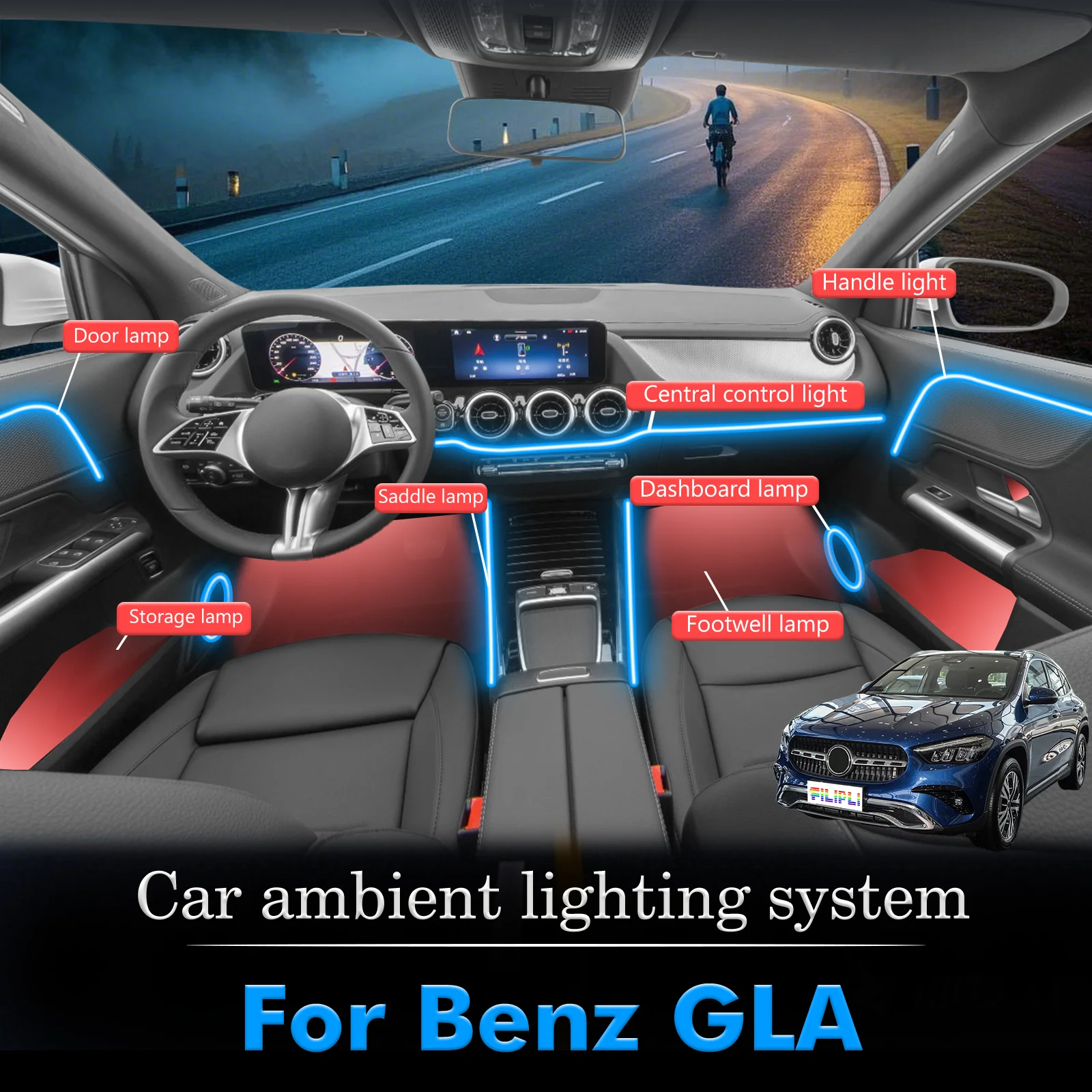 For Benz GLA RGB 64 Colors LED Smart Remote Control Car Interior Ambient Light Energy Saving Efficient Lamp Set
For Benz GLA RGB 64 Colors LED Smart Remote Control Car Interior Ambient Light Energy Saving Efficient Lamp Set