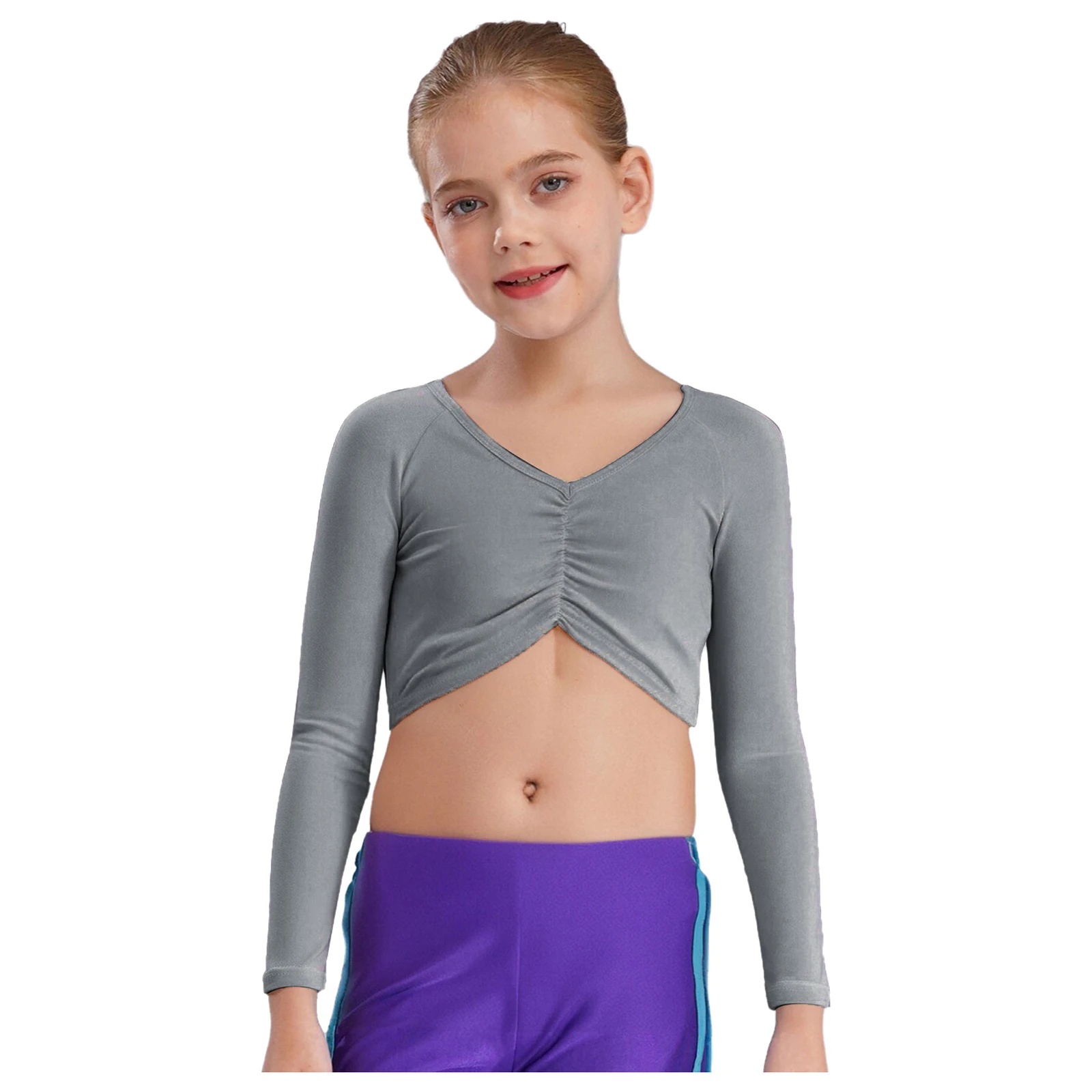 Girls Ballet Shrug Tops V-neck Long Sleeve Leaky Navel Crop Top for Dance Practice Warm Up Yoga Summer Dance Hip Hop Crop Top
Girls Ballet Shrug Tops V-neck Long Sleeve Leaky Navel Crop Top for Dance Practice Warm Up Yoga Summer Dance Hip Hop Crop Top