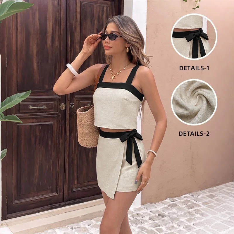 2026 New Casual Women's Two-Piece Contrast Vest + Skirt Pants Set for Summer
2026 New Casual Women's Two-Piece Contrast Vest + Skirt Pants Set for Summer